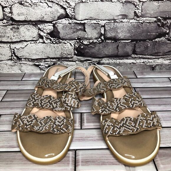 Beautifeel Taupe Patent Leather White Dotted Strap Sandals Women Sz 41EU/10.5US - Picture 3 of 16